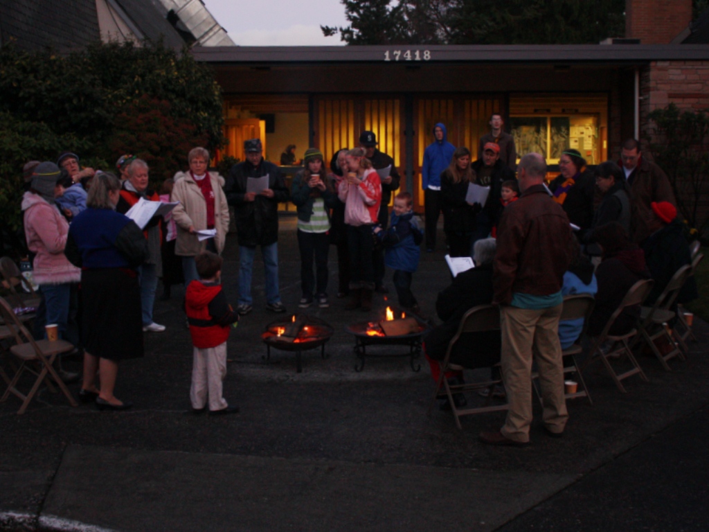 Caroling in front of Bethel